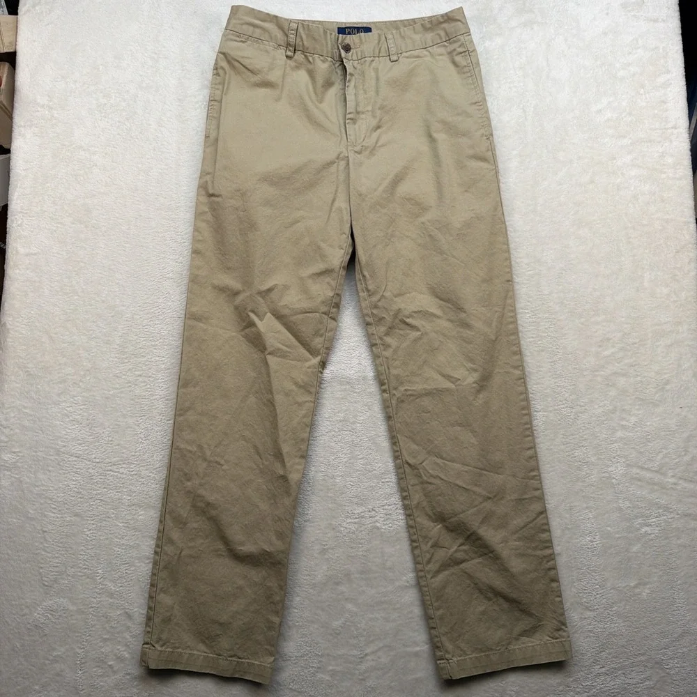 Polo Ralph Lauren Boys Khaki Chino Pants Size 16 Classic Preppy Straight Leg